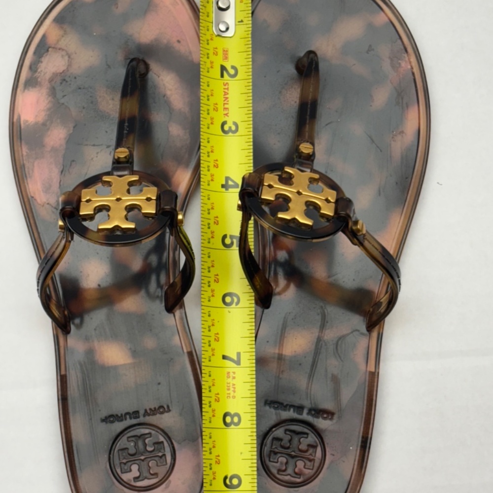 Tory Burch Mini Miller Flat Jelly Thong Sandal Tortoise Shell Size 7 - Picture 12 of 12